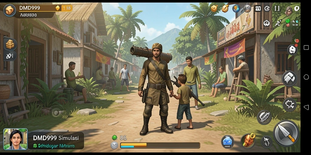 Tampilan gameplay DMD999 menampilkan dunia virtual yang penuh warna.
