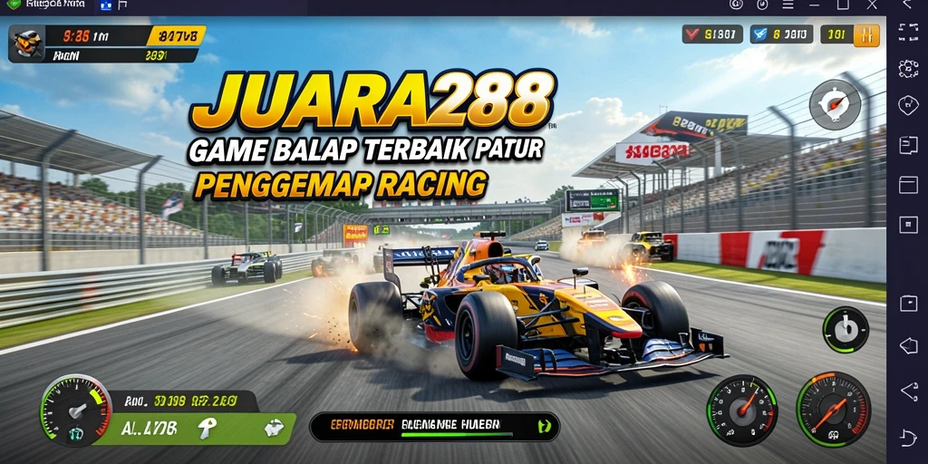 Screenshot gameplay JUARA288 dengan aksi balap yang penuh adrenalin.