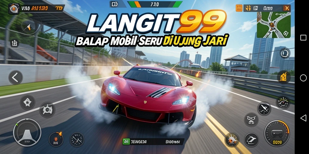 Gameplay penuh aksi dalam LANGIT99 dengan mobil balap yang memukau.