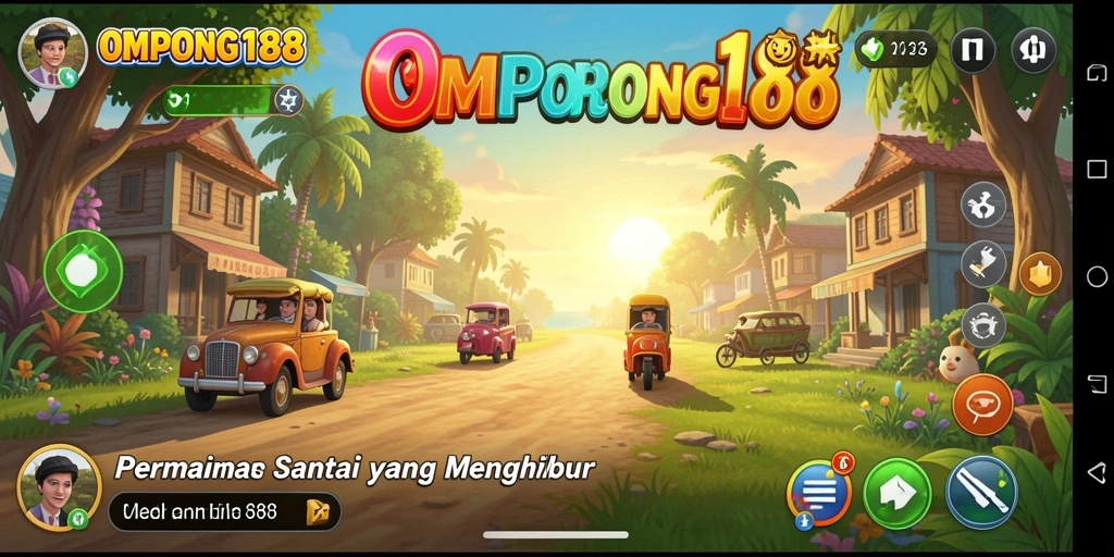 Screenshot utama OMPONG188 menampilkan gameplay yang seru dan interaktif.
