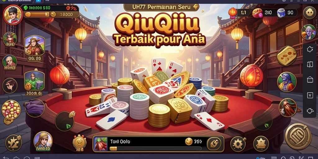 Screenshot UH77 menampilkan aksi seru permainan QiuQiu.