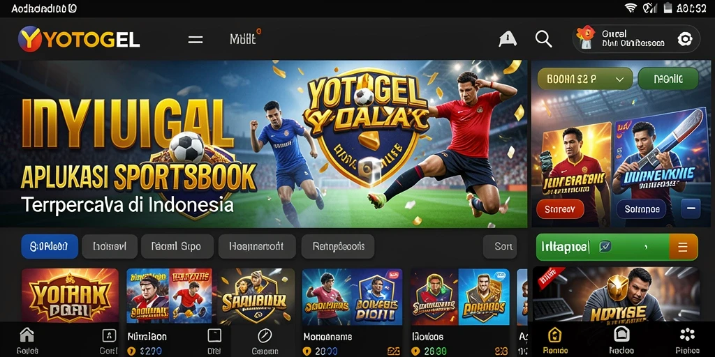 Tampilan utama YOTOGEL menampilkan fitur sportsbook yang menarik.